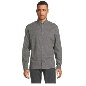 ALLSAINTS Men's Grey Corduroy Lorella Ramskull Long Sleeve Shirt Men's Medium